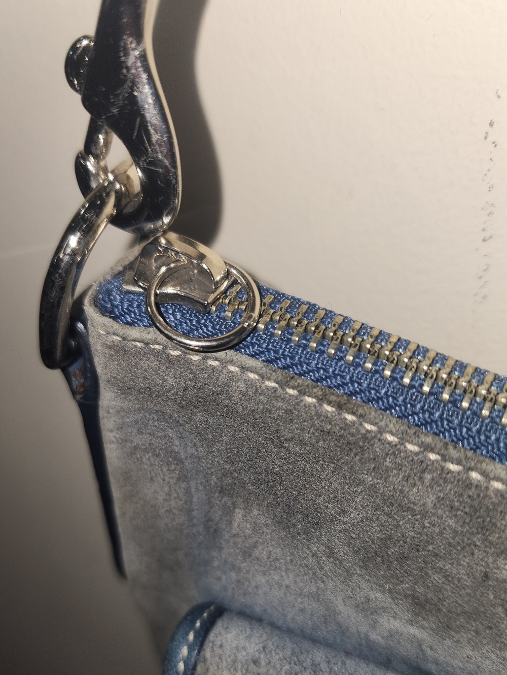Coach Suede Crossbody Bag Buckle Gray Blue Style 4745 - Picture 5 of 16
